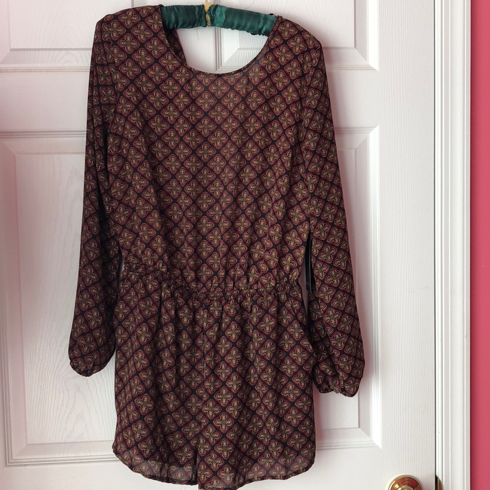 Patterned long sleeved romper